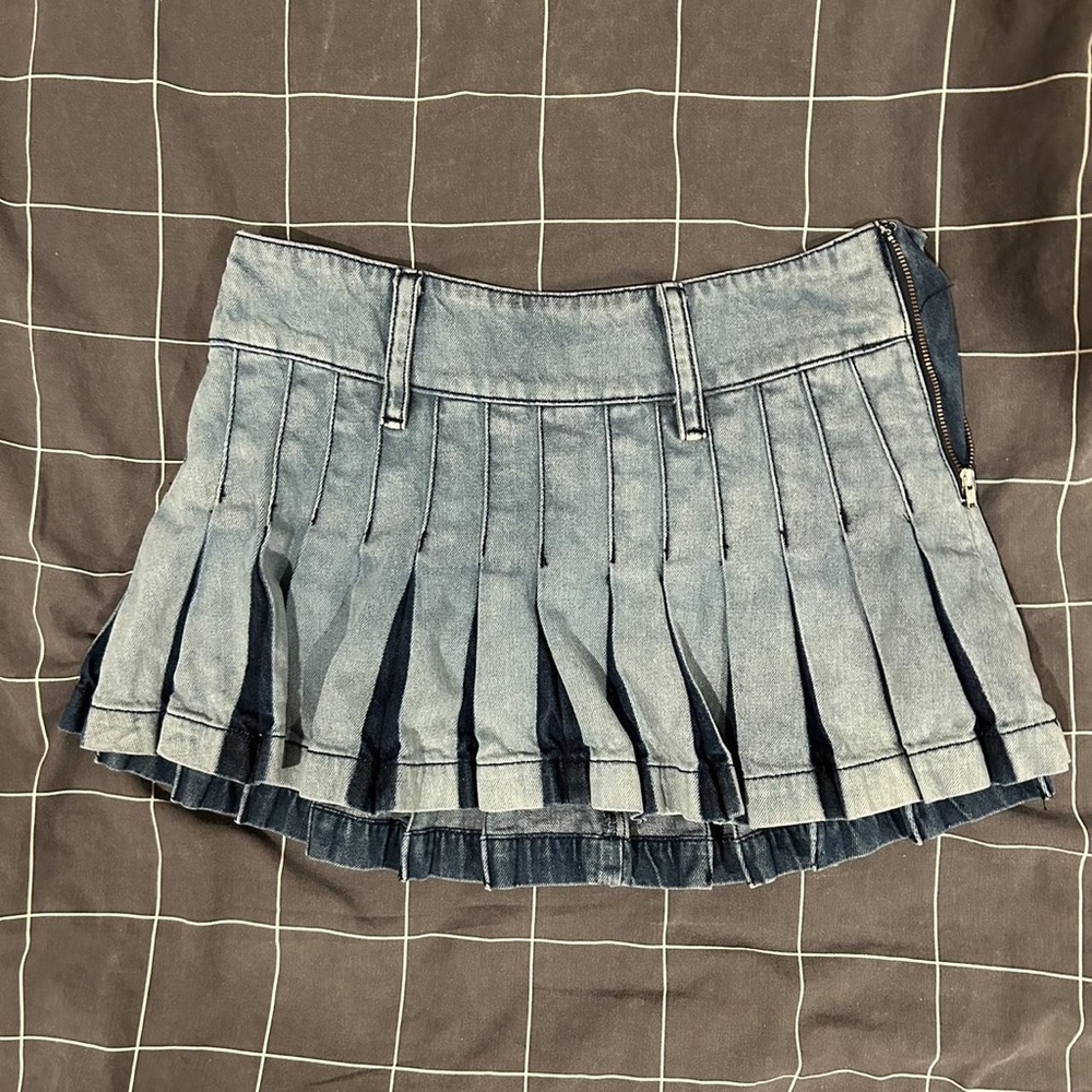Kimchi Blue Two-Tone Denim Pleated Mini Skirt